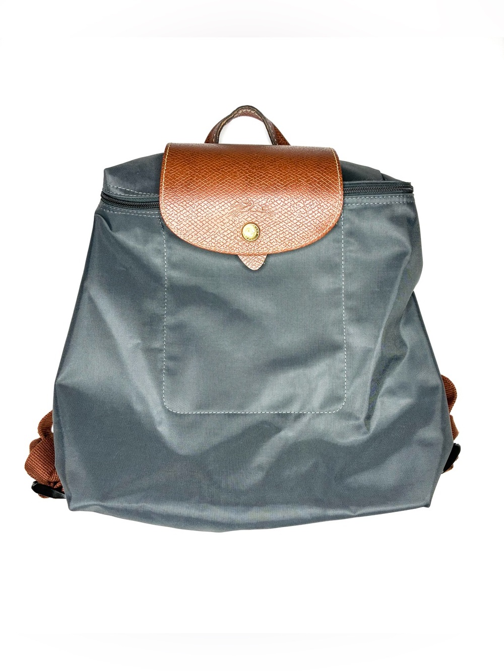 Longchamp Le Pliage Original Backpack - Graphite Grey Nylon & Leather